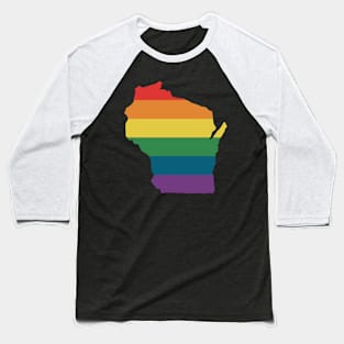 Wisconsin State Rainbow Baseball T-Shirt